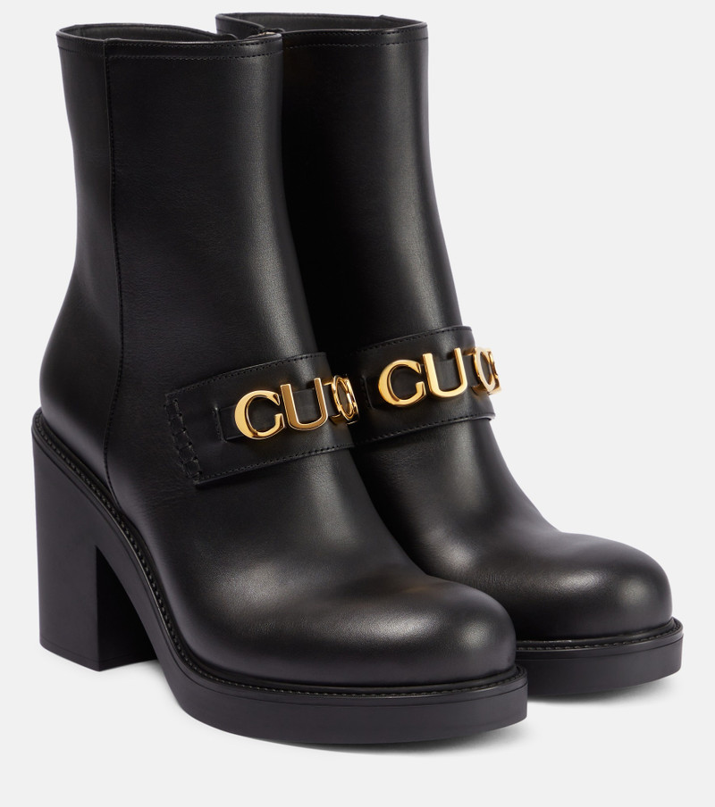 logo-plaque leather boots - 1