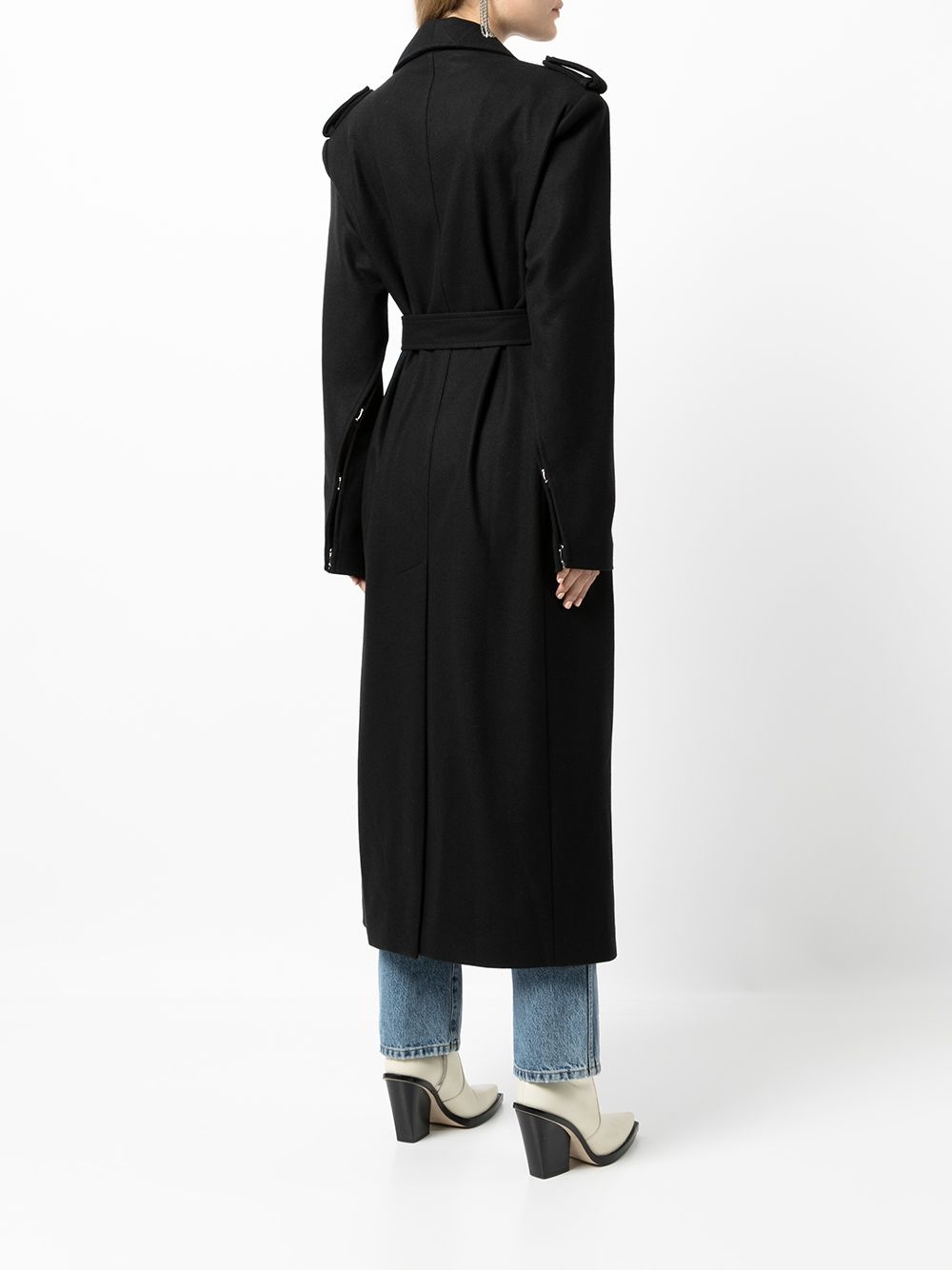 belted long trench coat - 4