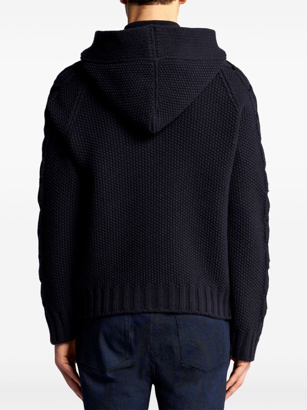 hooded cable-knit cardigan - 4