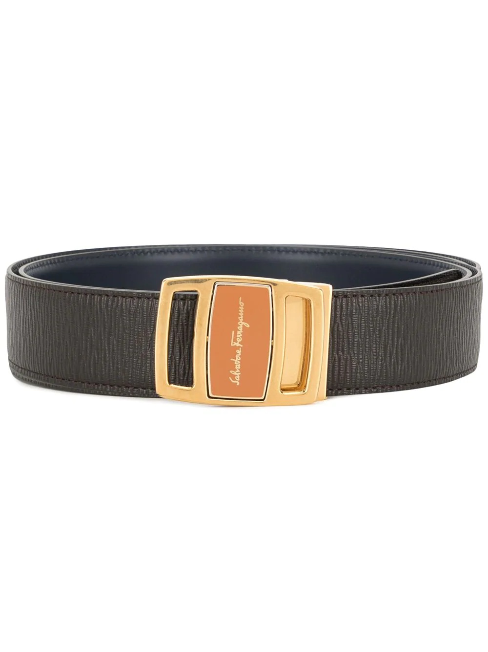 reversible logo-engraved buckle belt - 1