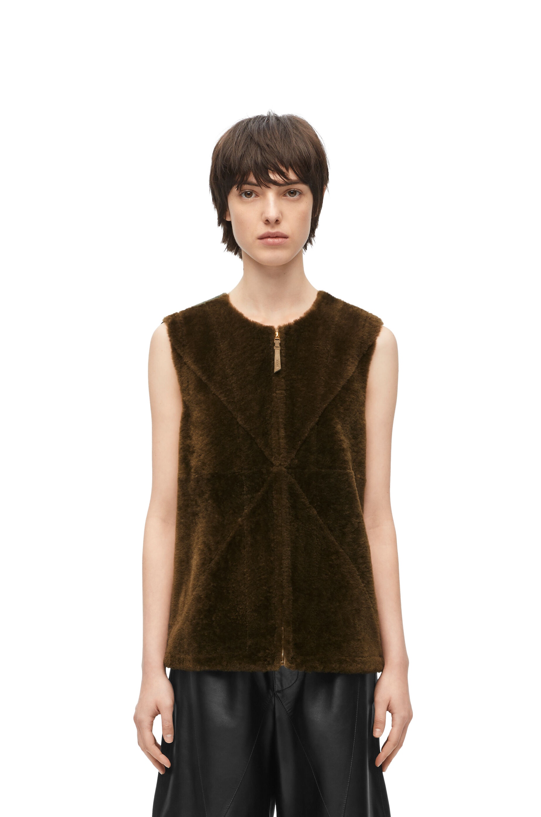 Puzzle Fold vest in shearling and wool - 3
