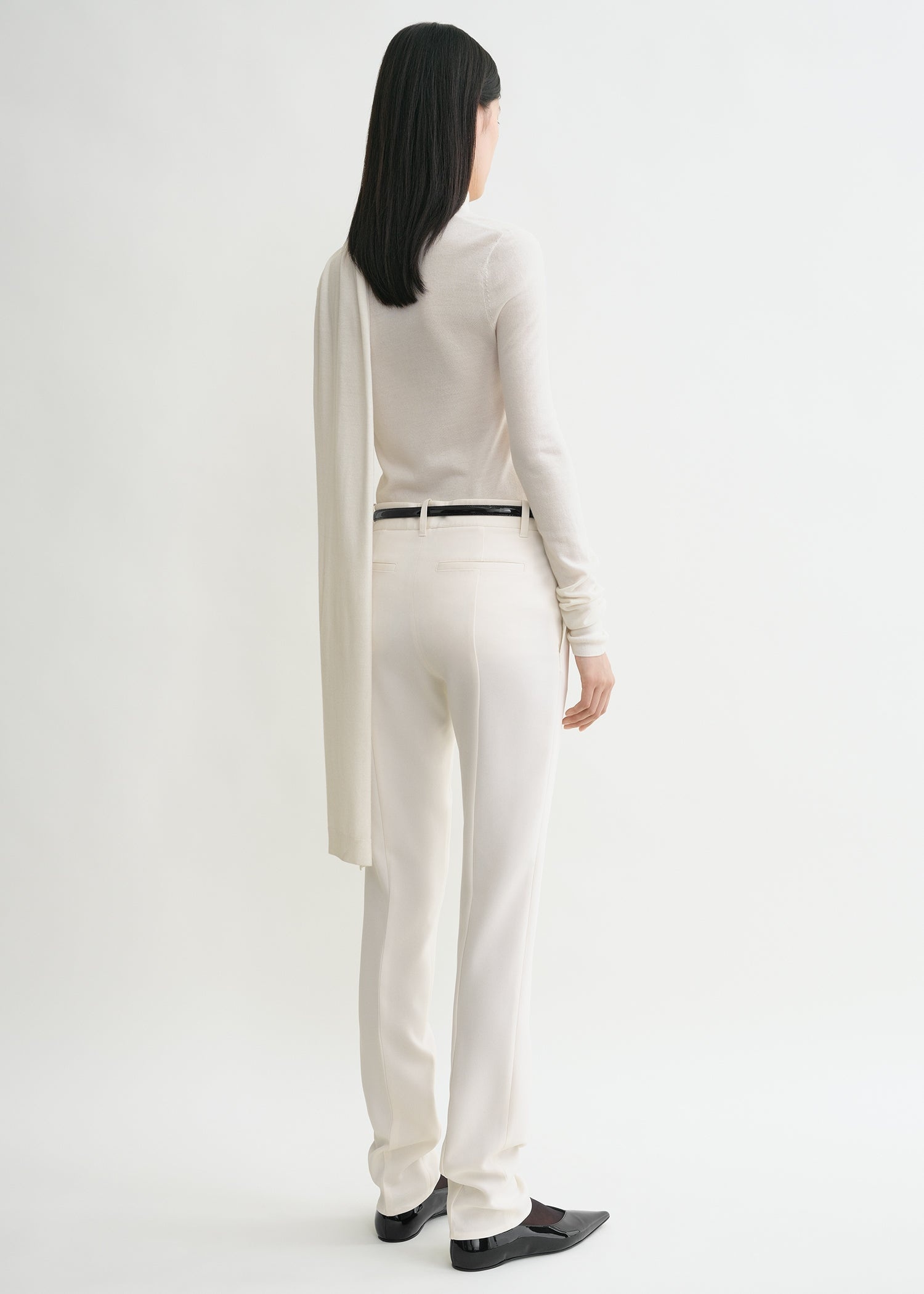 Low-waist slim trousers ecru - 4