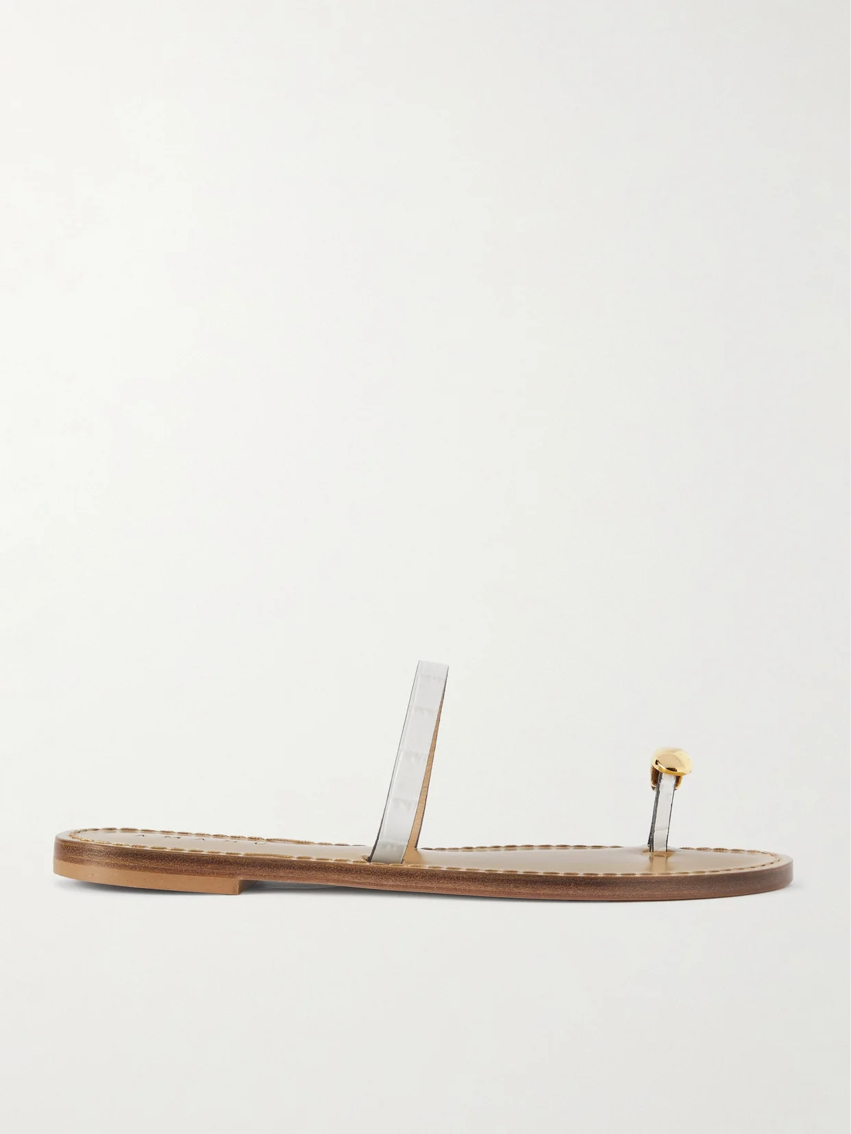 The Kibera Embellished Croc-effect Leather Sandals - 1