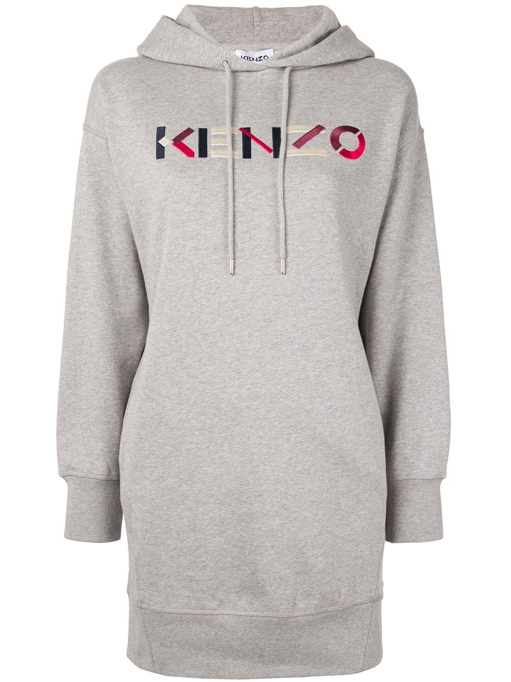 logo print drawstring hoodie dress - 1