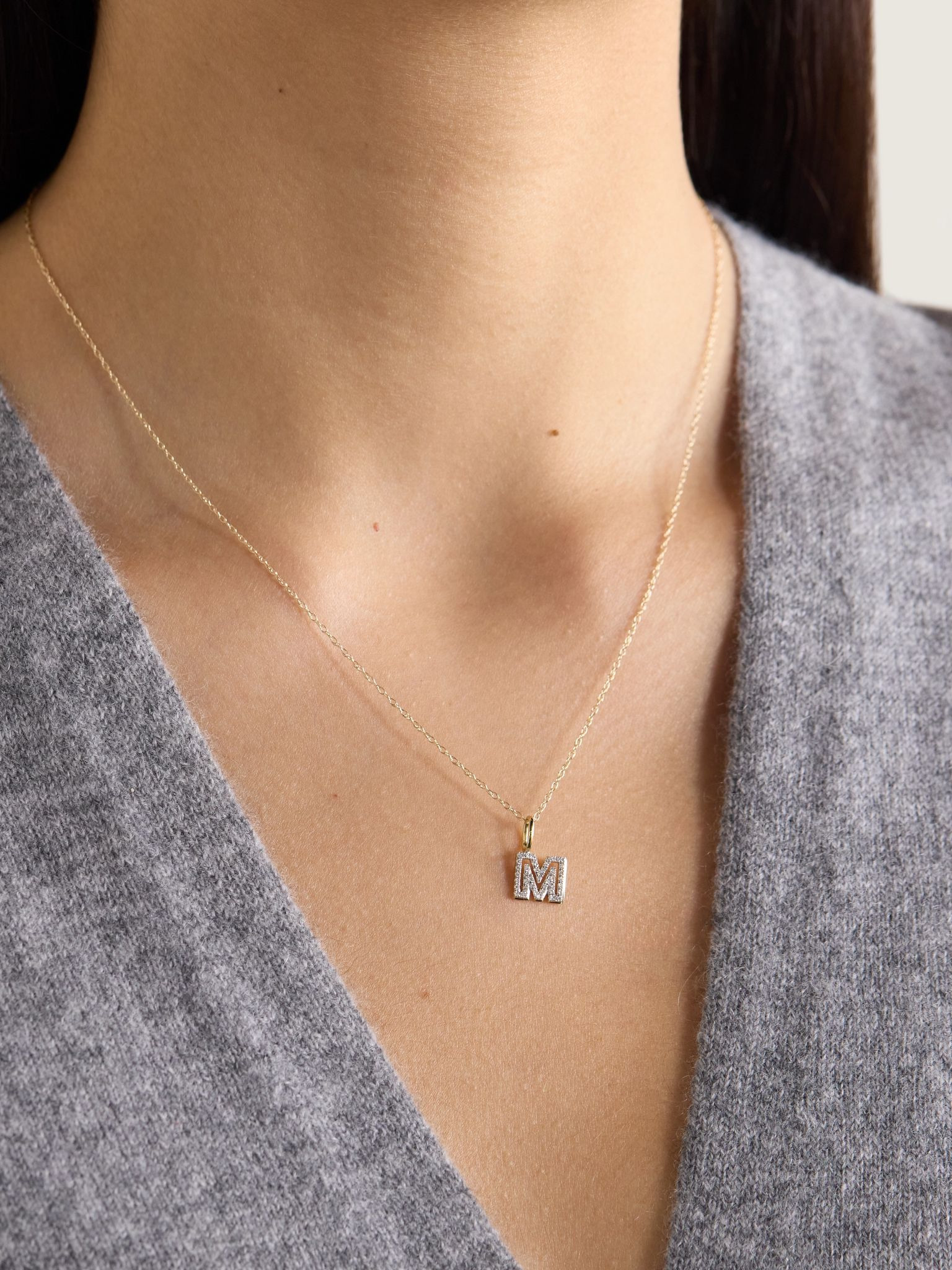 Varsity Initial 10-karat gold diamond necklace Gold - 2