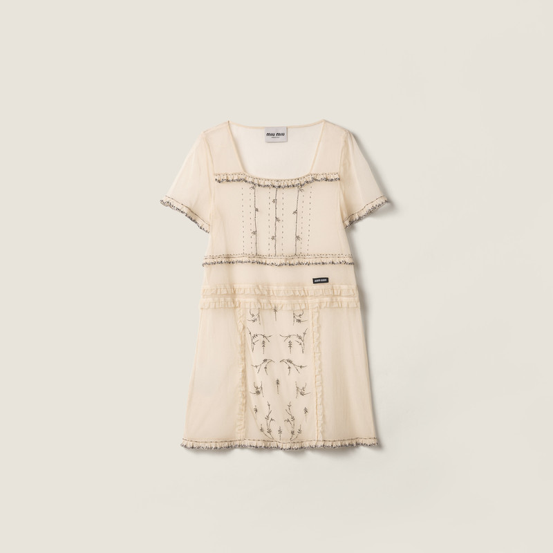 Embroidered tulle mini-dress 1