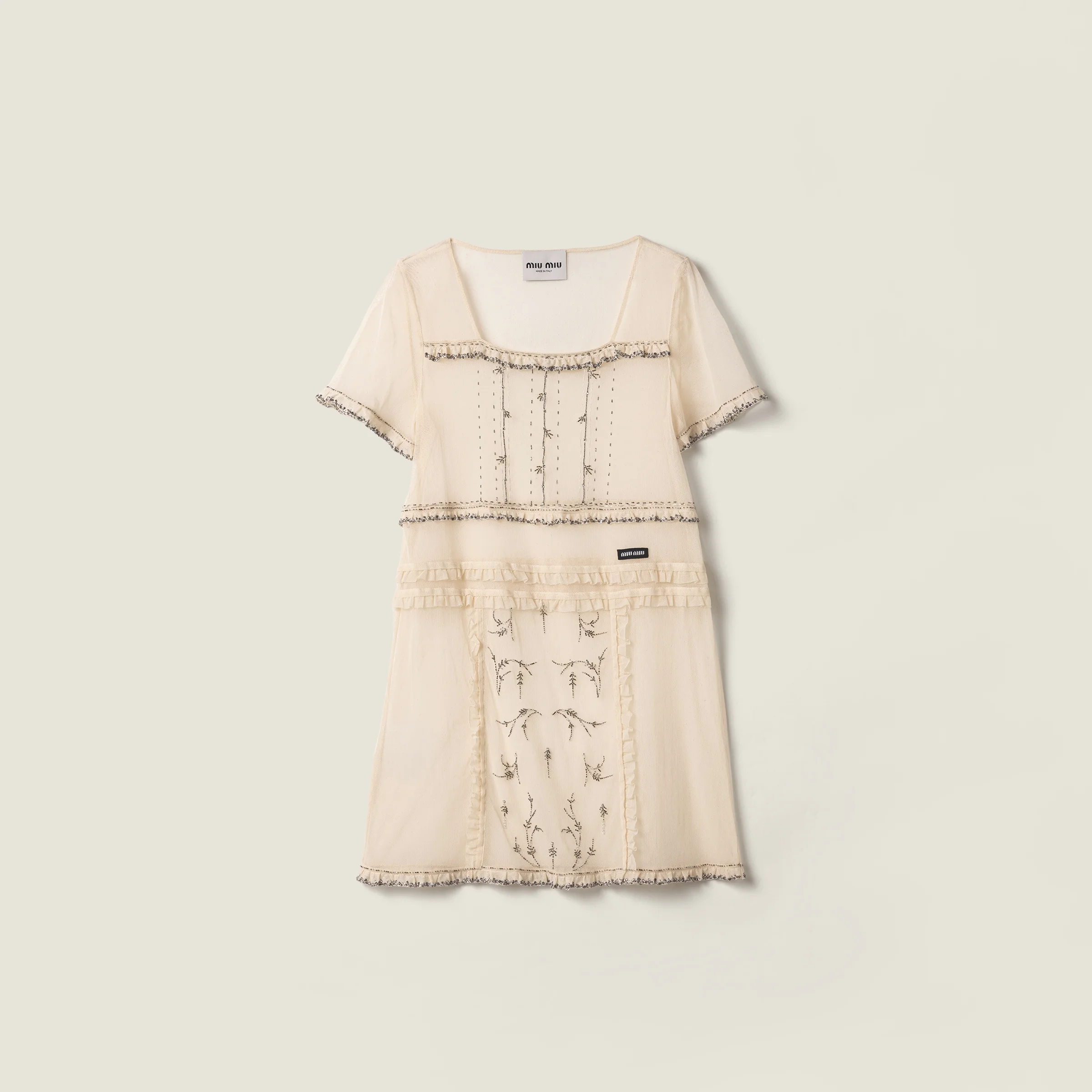 Embroidered tulle mini-dress - 1
