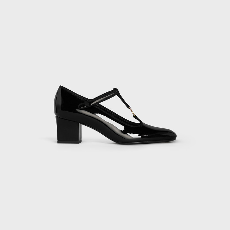 Celine Babies T-Bar Pump in Patent Calfskin and Grosgrain 1