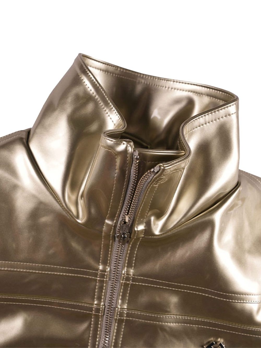 metallic zip-up jacket - 3