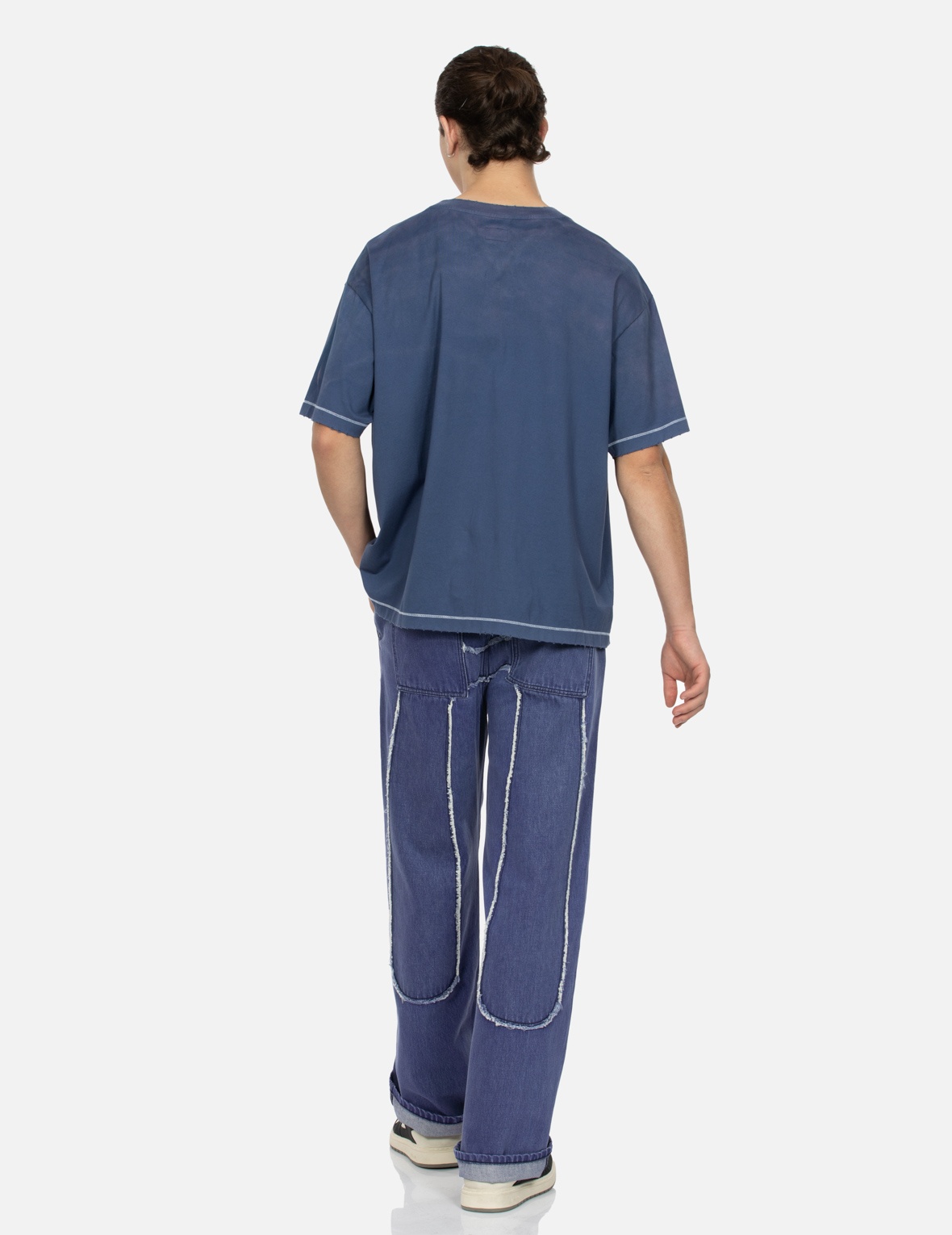 DAICOCK WITH FRINGED EDGES BAGGY FIT WORK JEANS - 3
