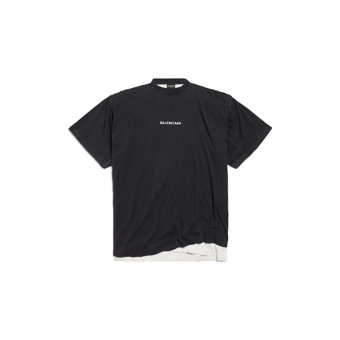 Men's Balenciaga Back Double T-shirt in Black Faded - 1