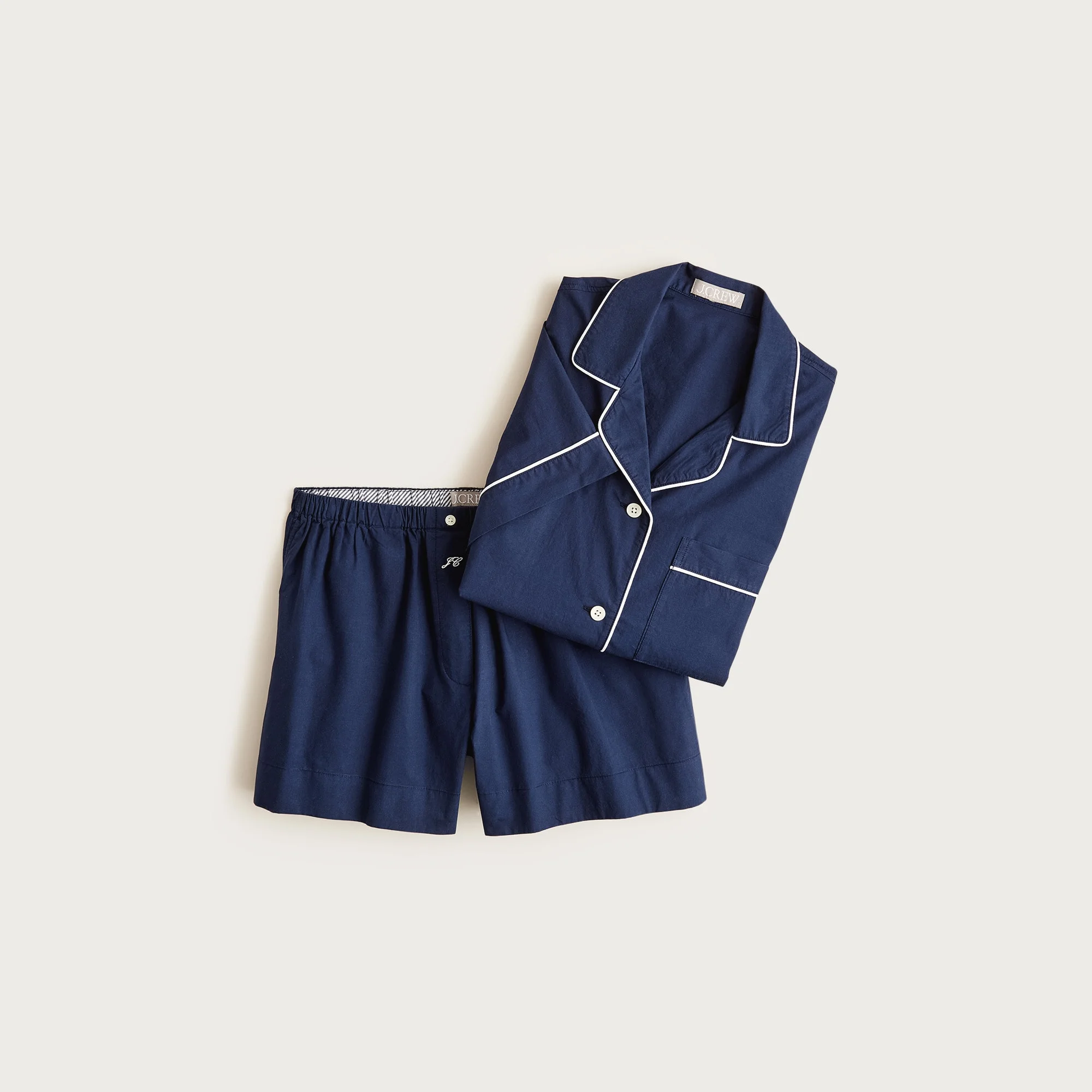 Pajama short set in end-on-end cotton - 1