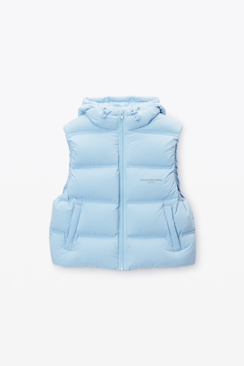 cropped channel vest in feather & down 1