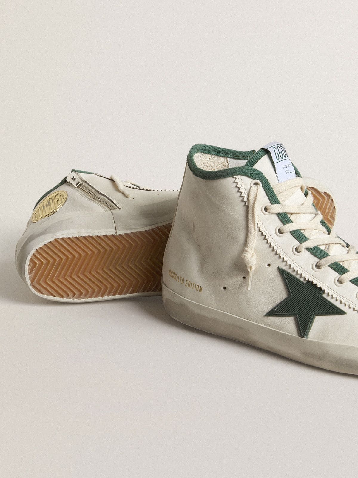 Men's Francy in white nappa leather with green rubber star - 3