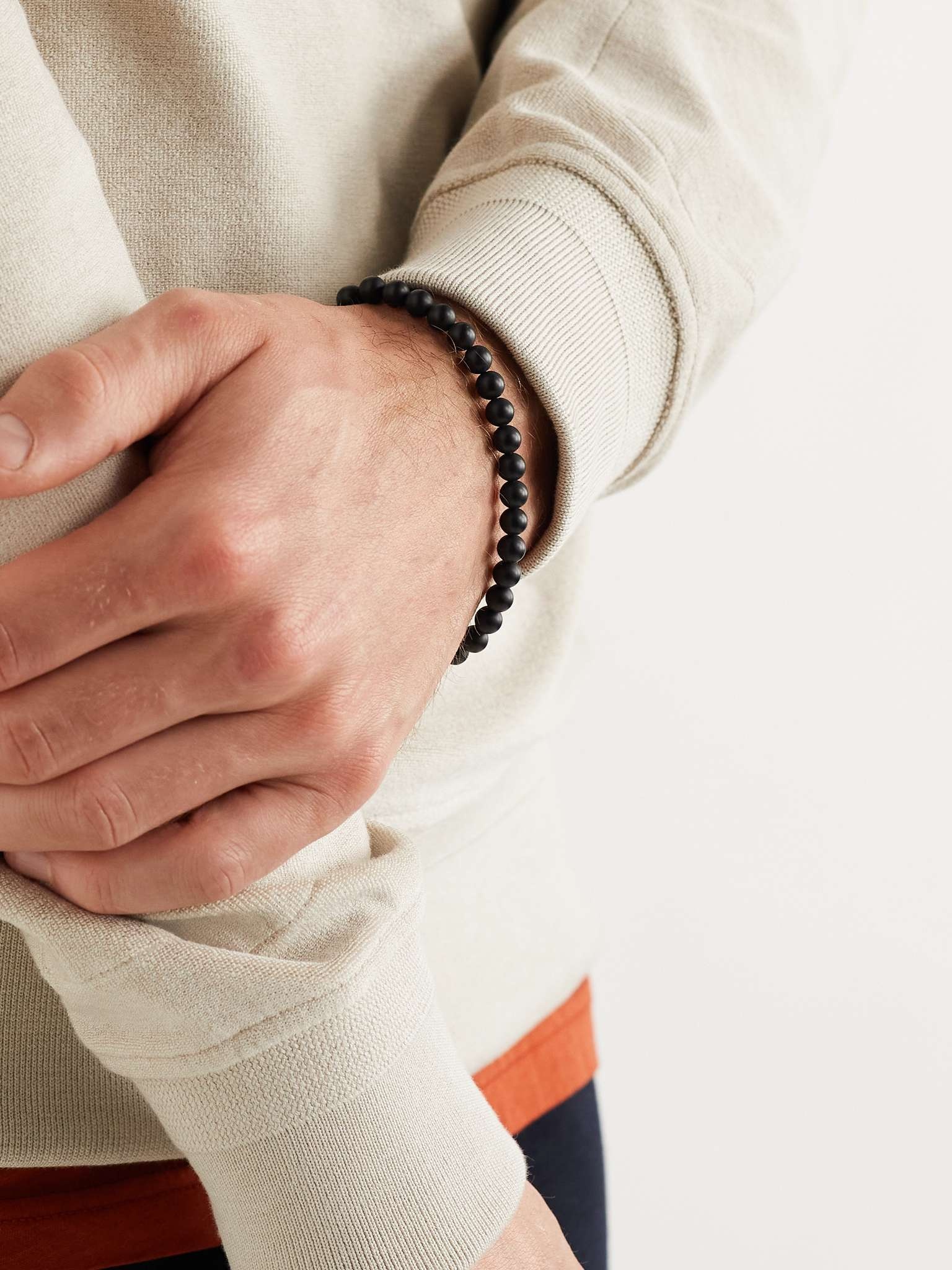 Onyx and Stainless Steel Beaded Bracelet - 2