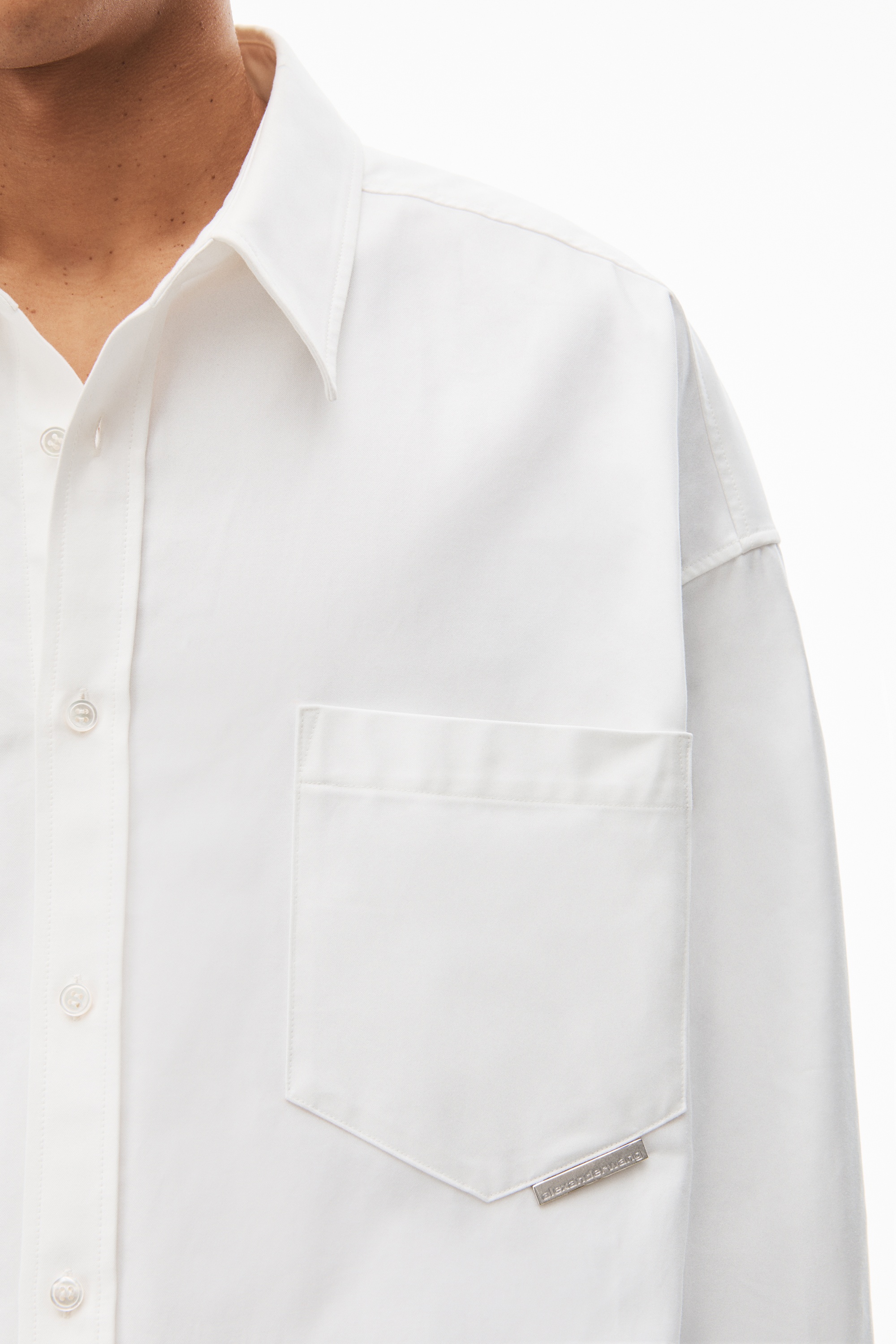OVERSIZED BUTTON DOWN IN COTTON SHIRTING - 4