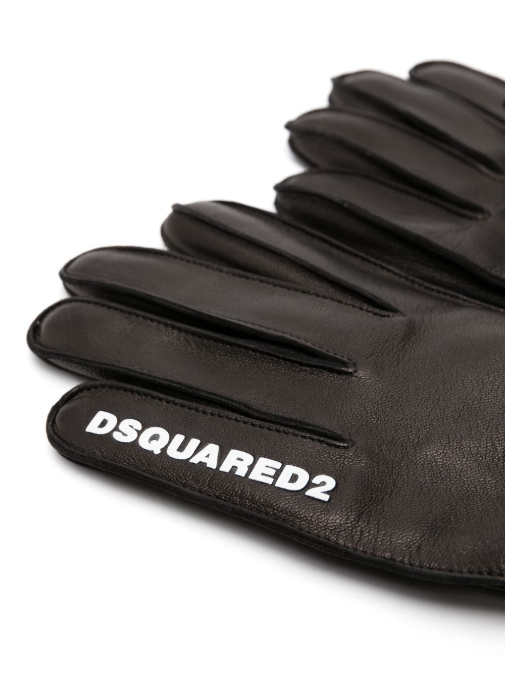 logo-patch leather gloves - 2