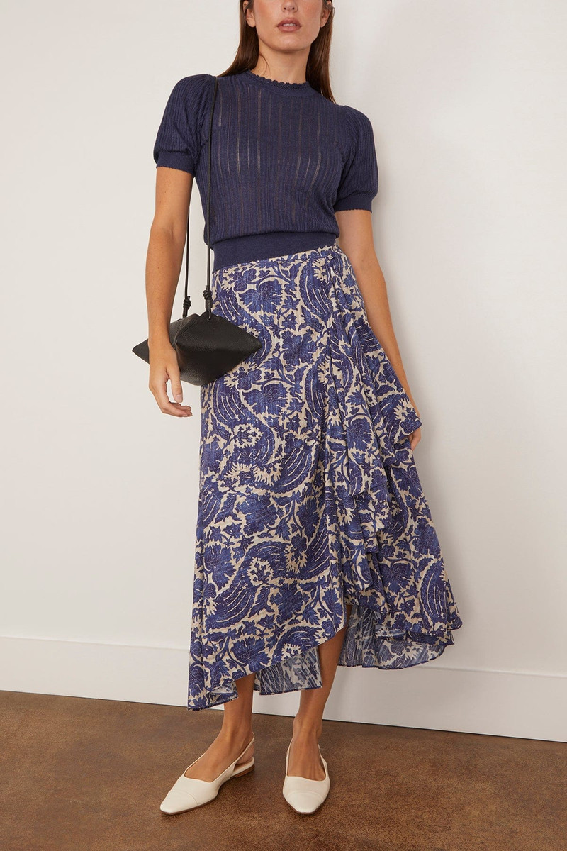 ULLA JOHNSON Sabina Faux Wrap Skirt in Ocean outlook