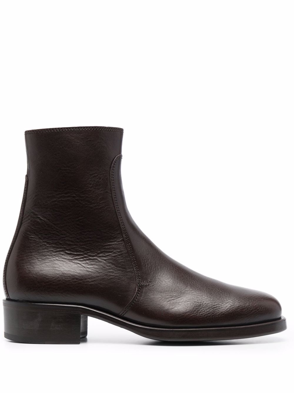 zipped ankle-length leather boots - 1