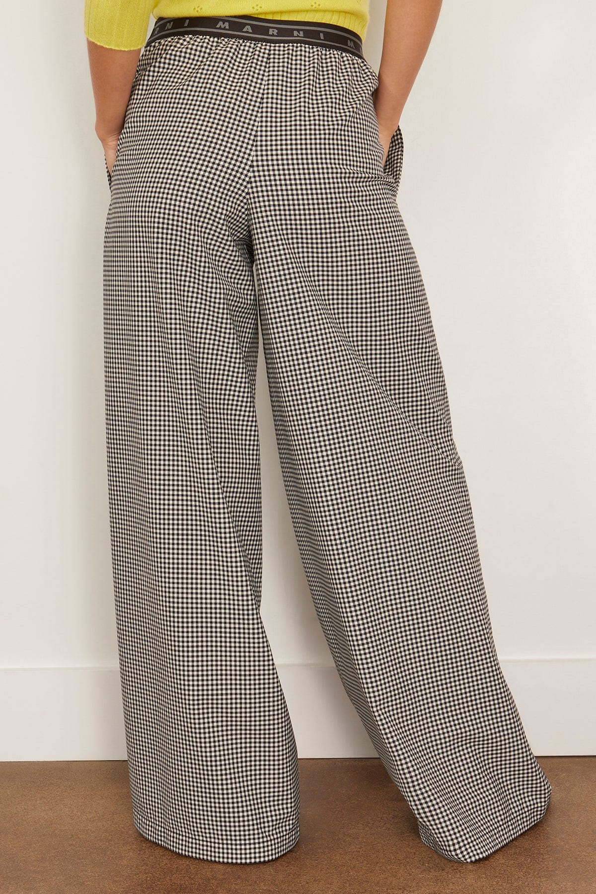 Checked Palazzo Trousers in Black - 4