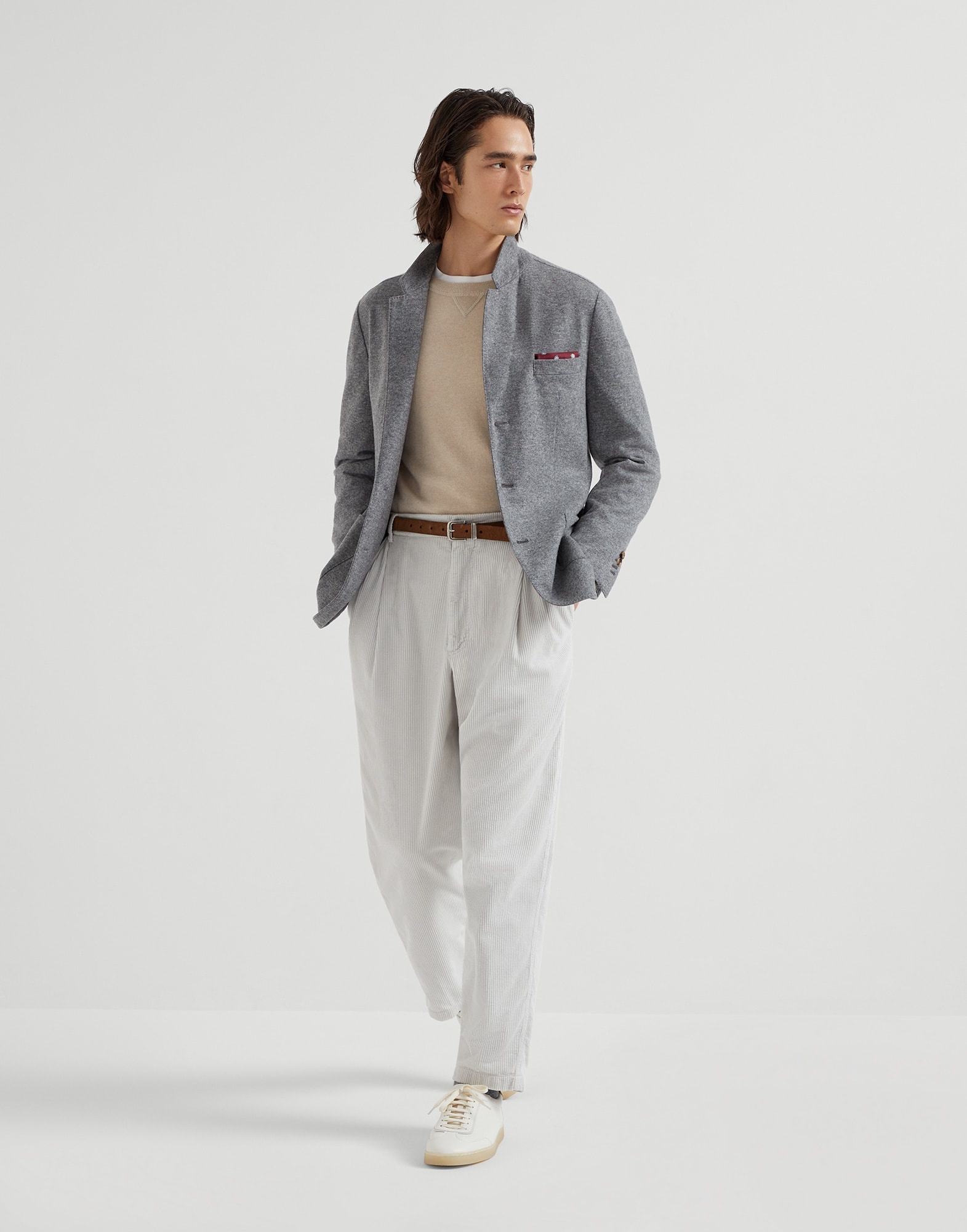 Cashmere jersey blazer with patch pockets - 5