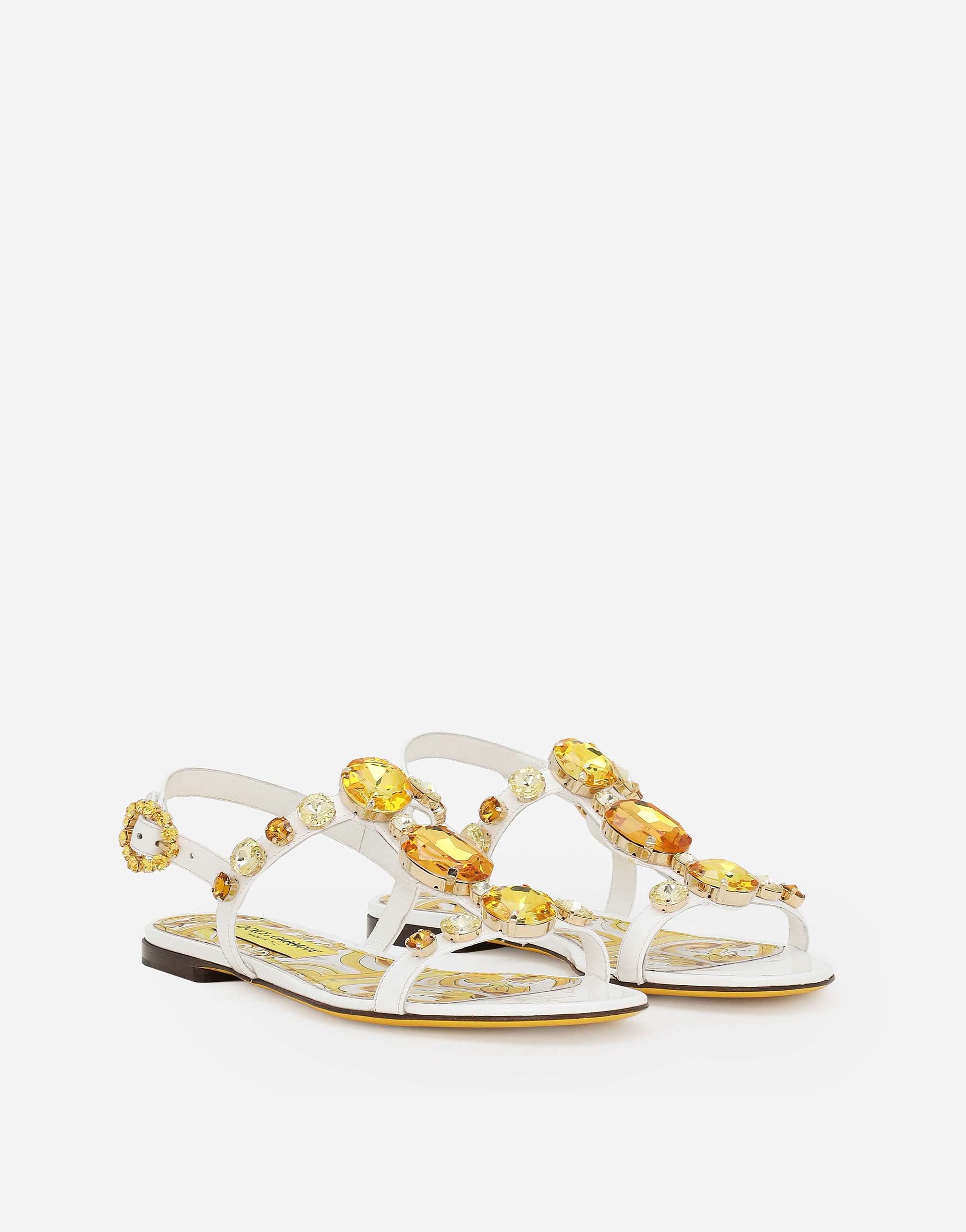 Patent leather sandals with stone embellishment - 2