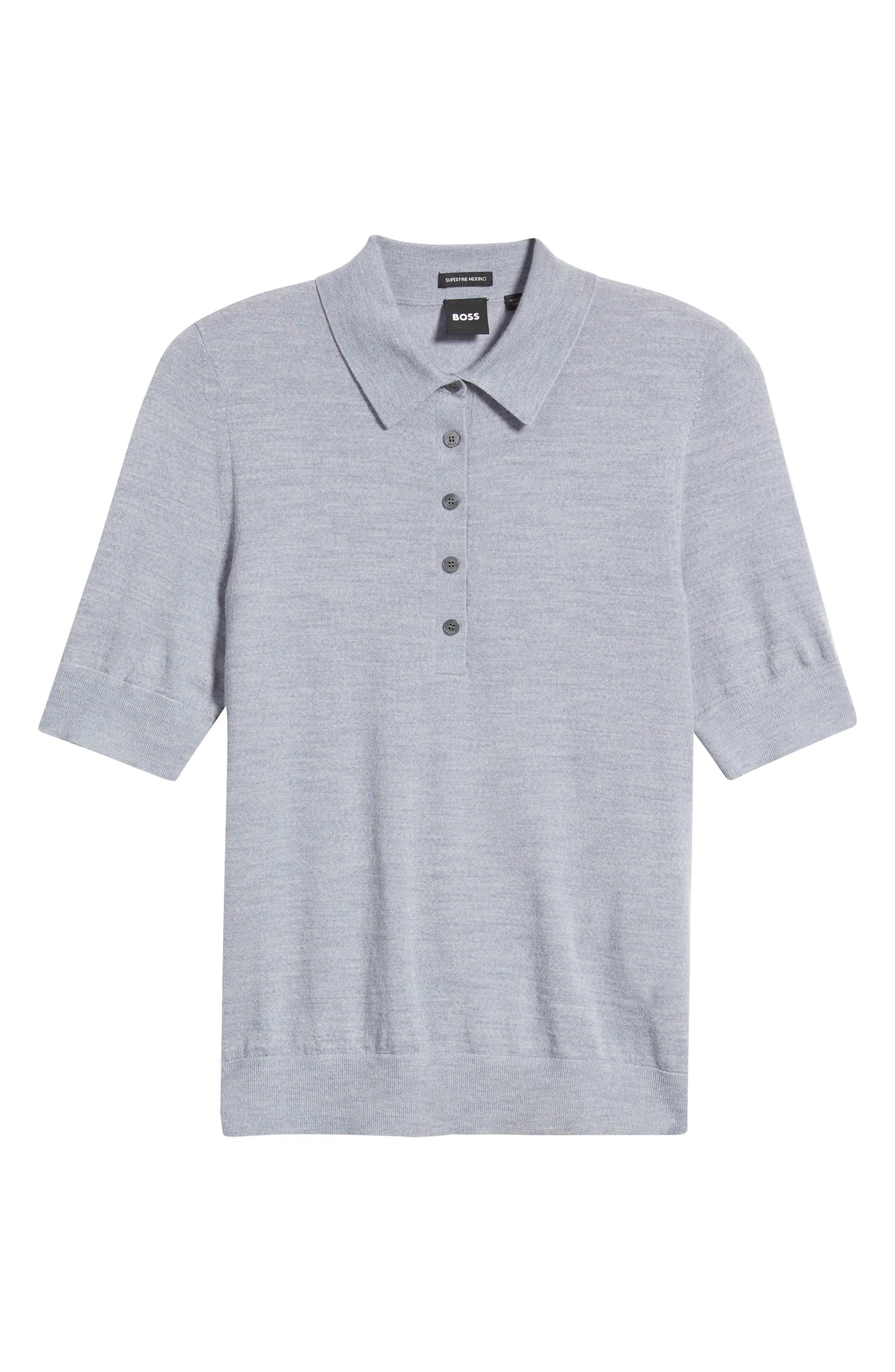BOSS Fidenka Virgin Wool Polo Sweater in Glacier Grey at Nordstrom - 5