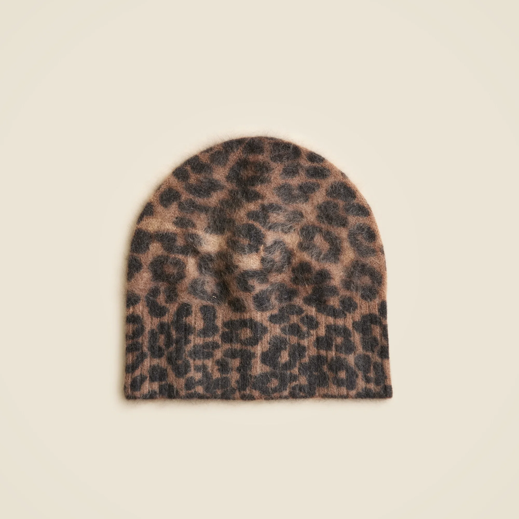 Brushed cashmere beanie in leopard print - 1