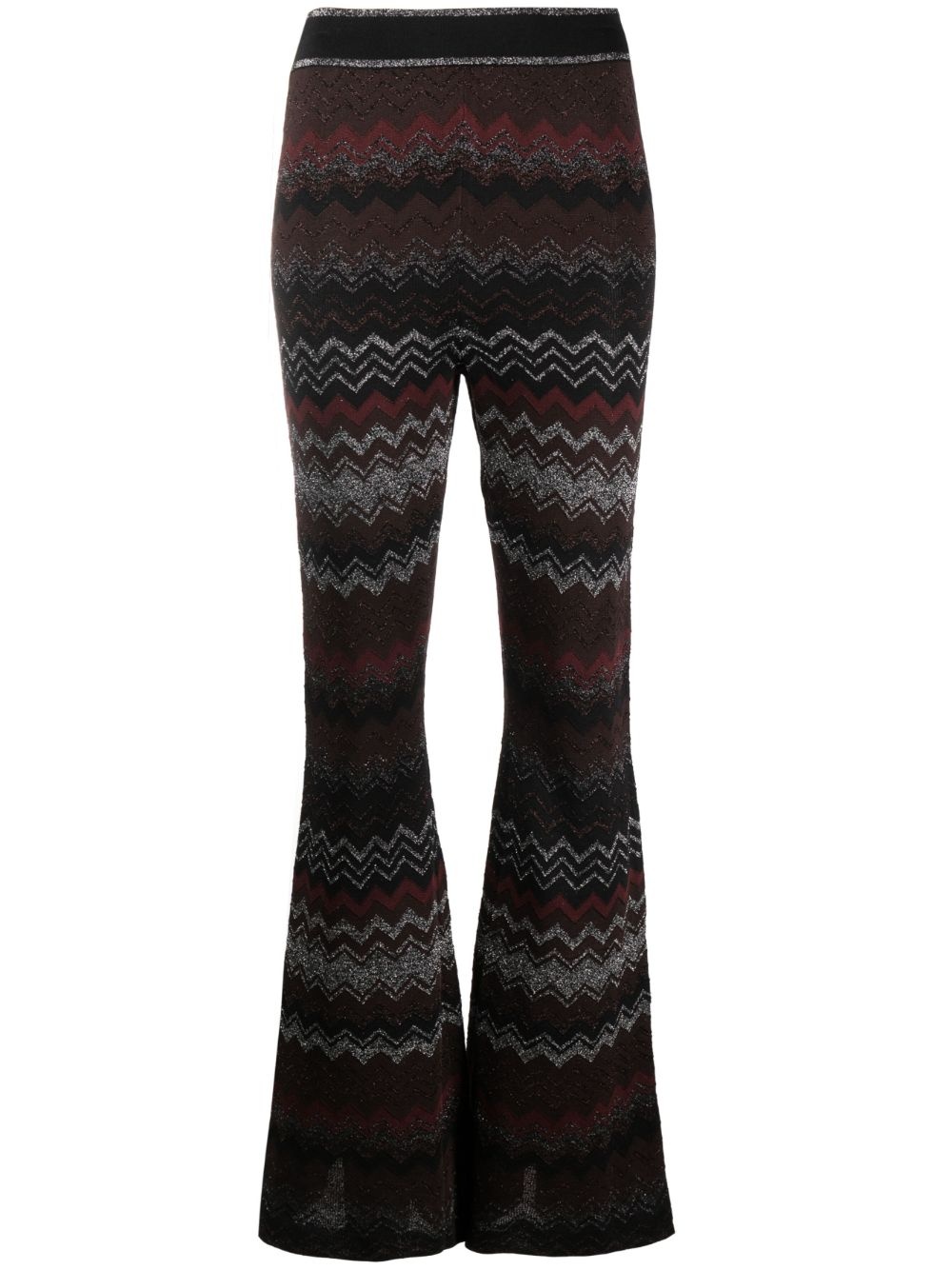 zigzag crochet-knit flared trousers - 1
