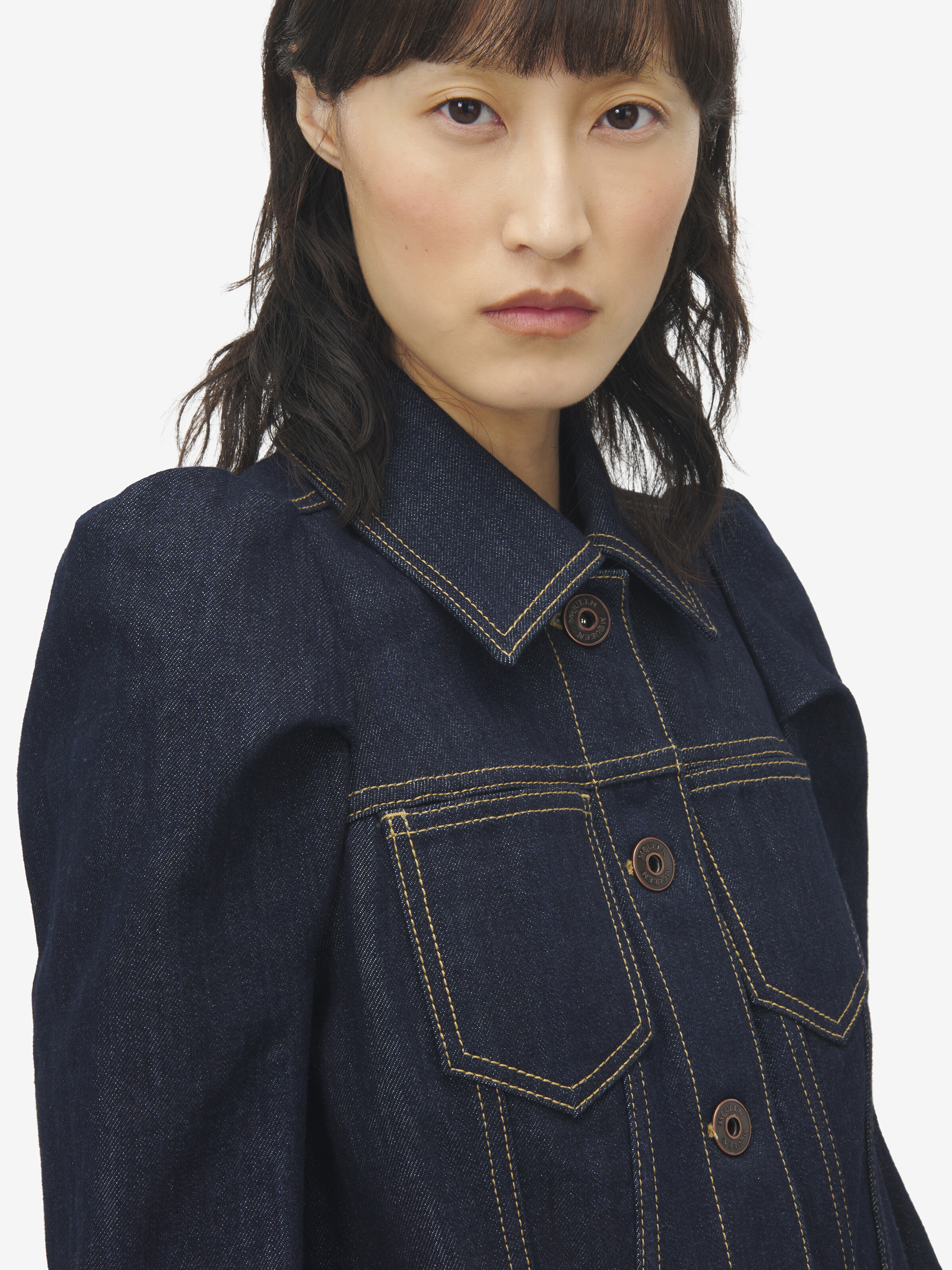 Pinched Shoulder Denim Jacket - 5