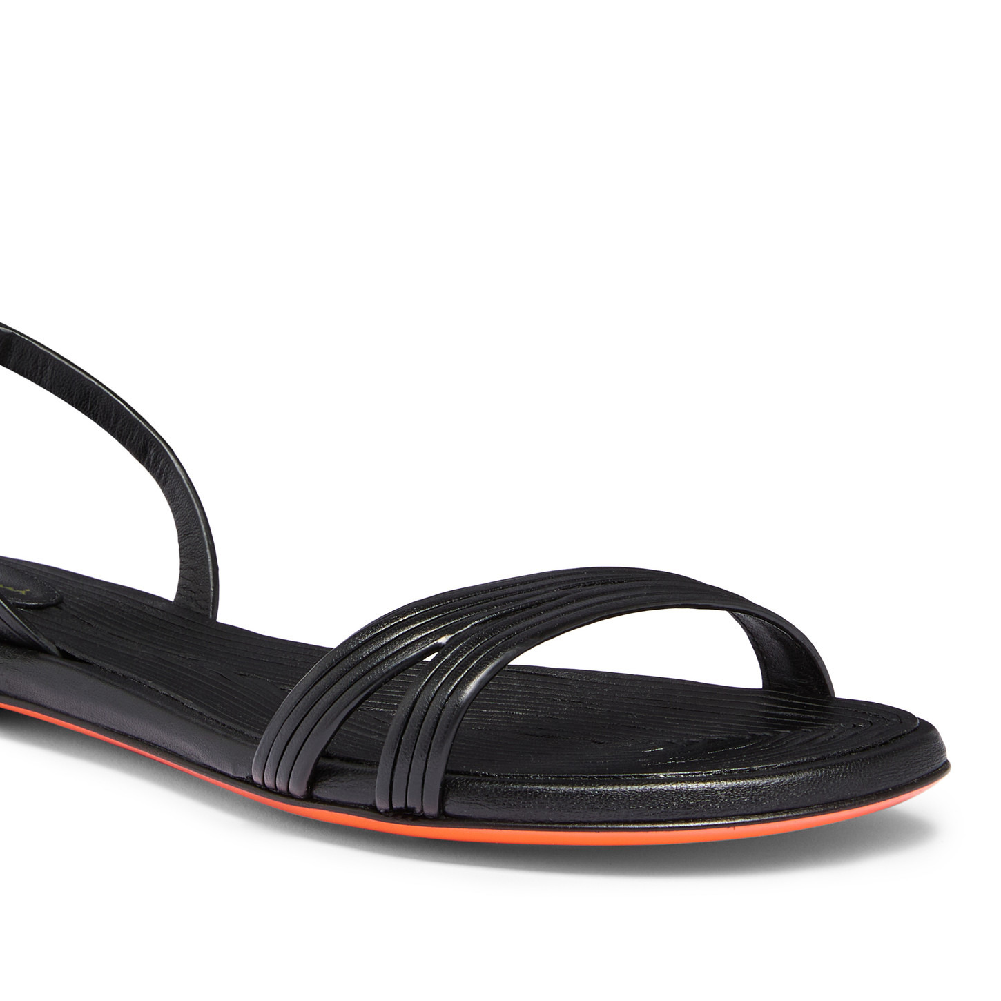 Women's black leather sandal - 5