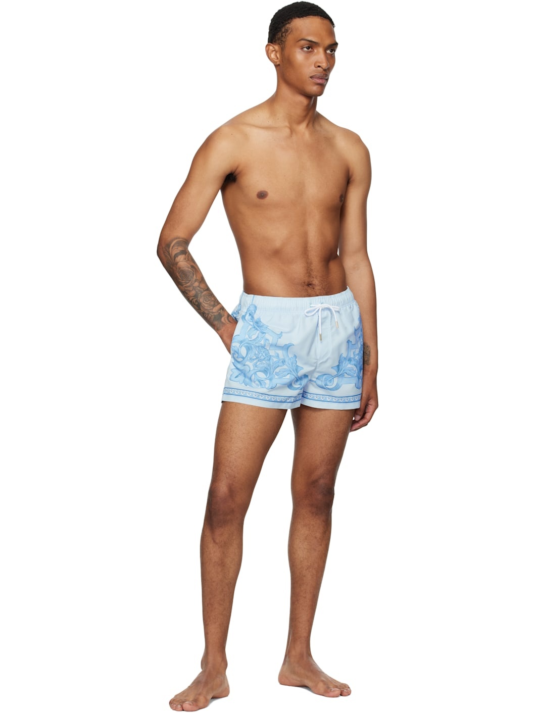 Blue Barocco Medusa Print Swim Shorts - 4