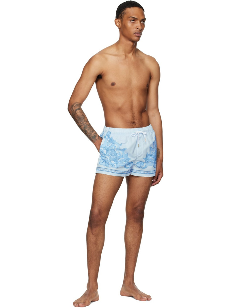 VERSACE Blue Barocco Medusa Print Swim Shorts outlook