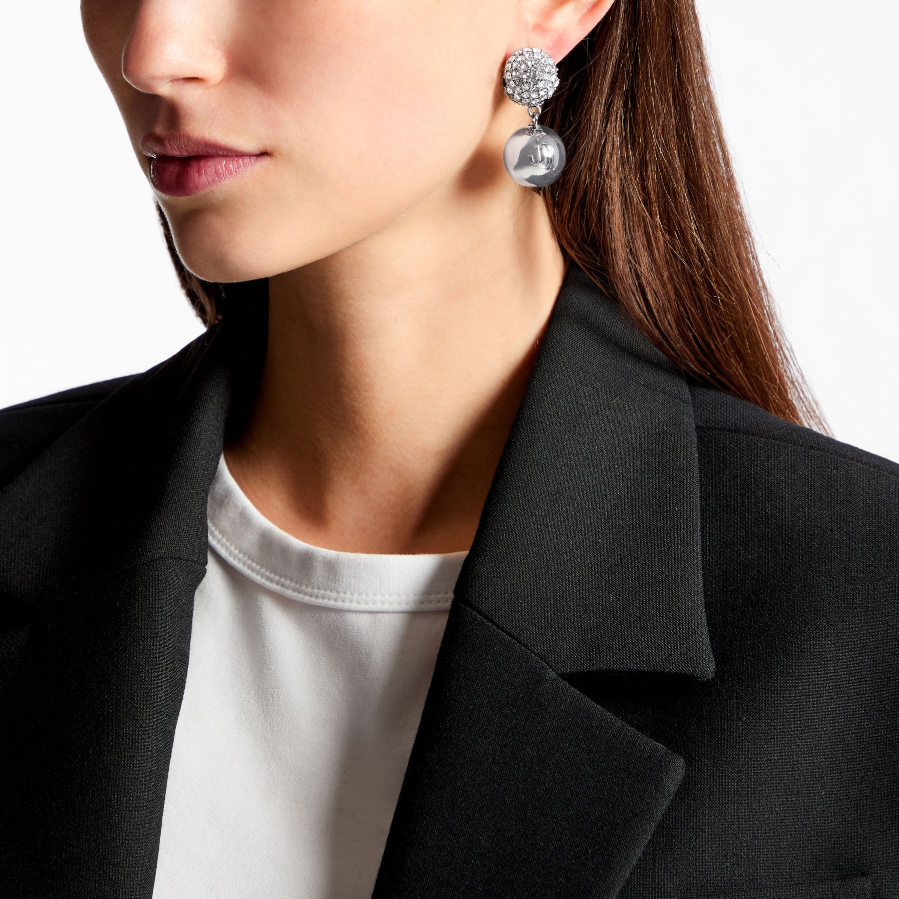 Double Sphere Earrings
Silver-Finish Crystal Sphere Earrings - 2