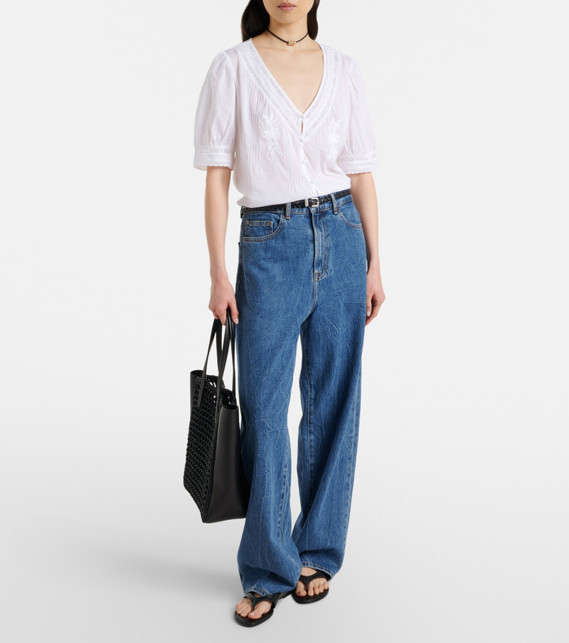 velvet Mavis lace-trimmed cotton blouse outlook