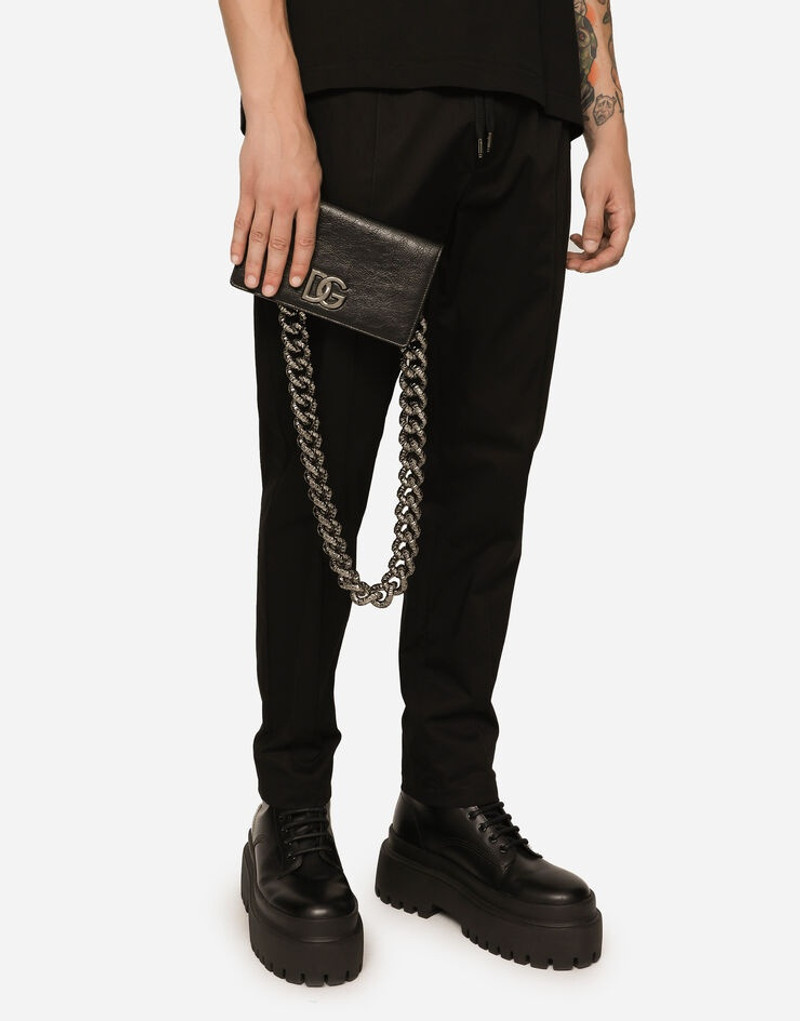 Dolce & Gabbana Matte nappa leather wallet with strap and crossover DG logo outlook