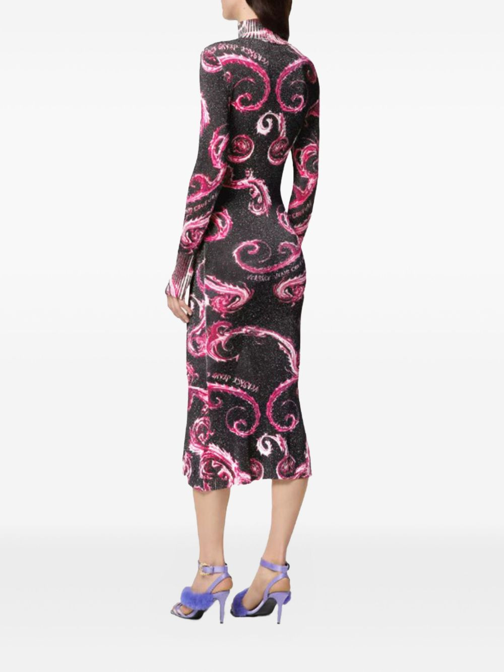 swirl-print high-neck midi dress - 3