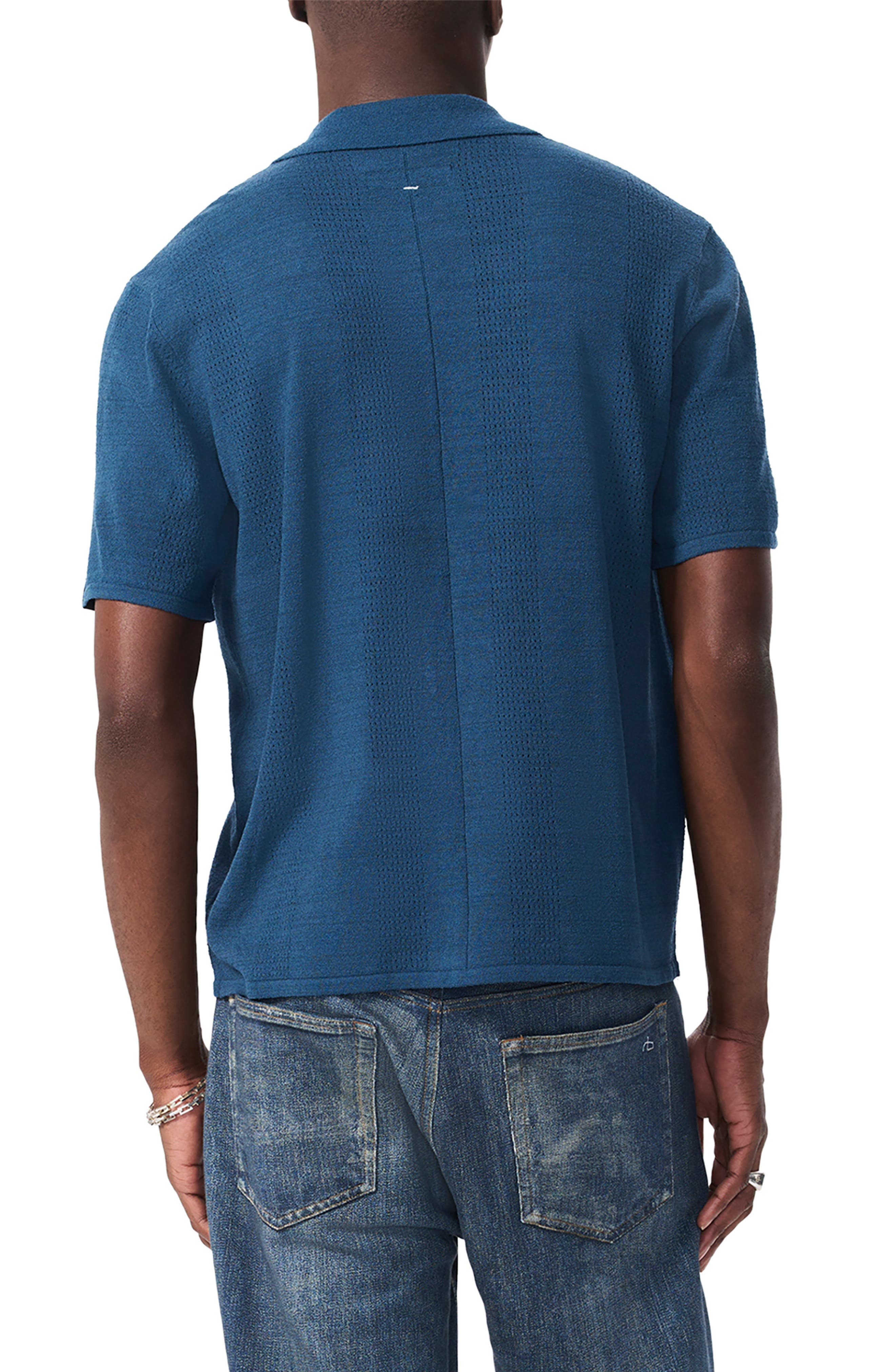 rag & bone Zuma Pointelle Short Sleeve Knit Camp Shirt in Mnlt at Nordstrom - 3
