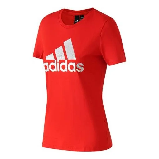 (WMNS) adidas Foil Sports Stylish Round Neck Short Sleeve Red DW5722 - 1