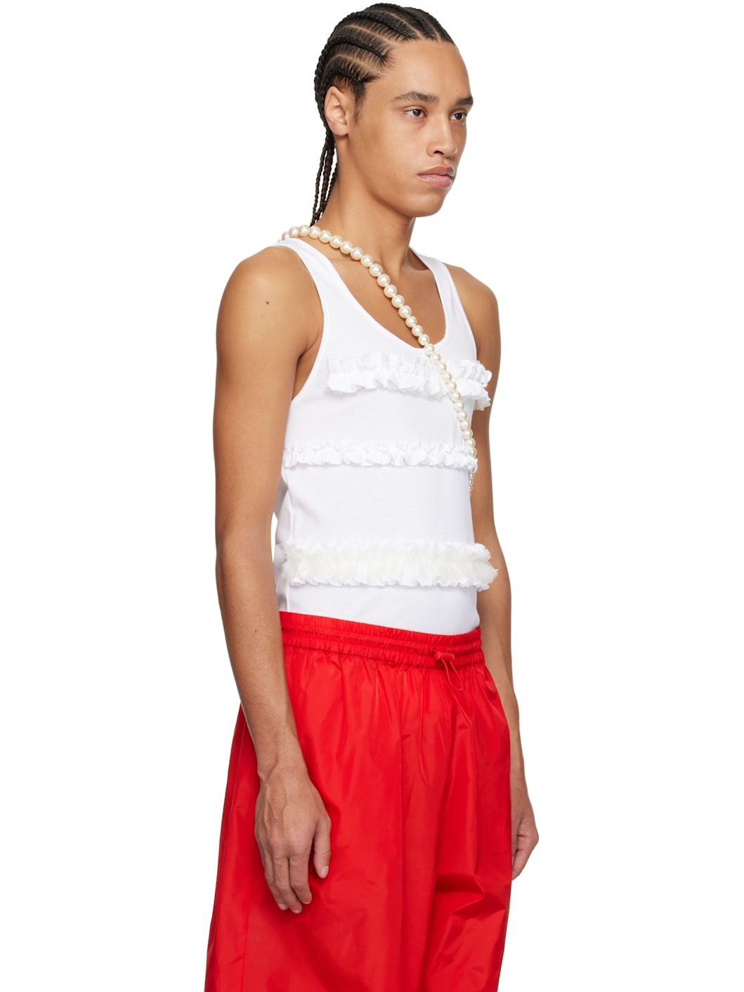 White Ruffle Frill Tank Top - 2