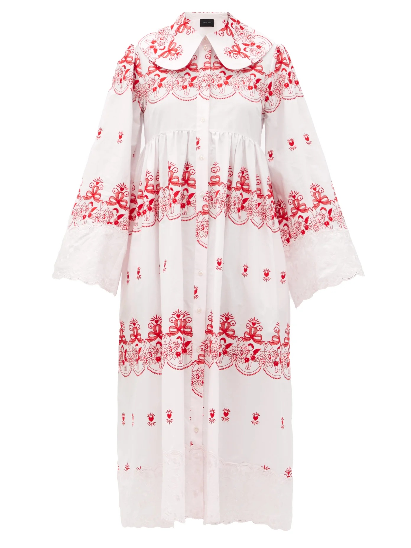 Cherub-embroidered cotton dress - 1