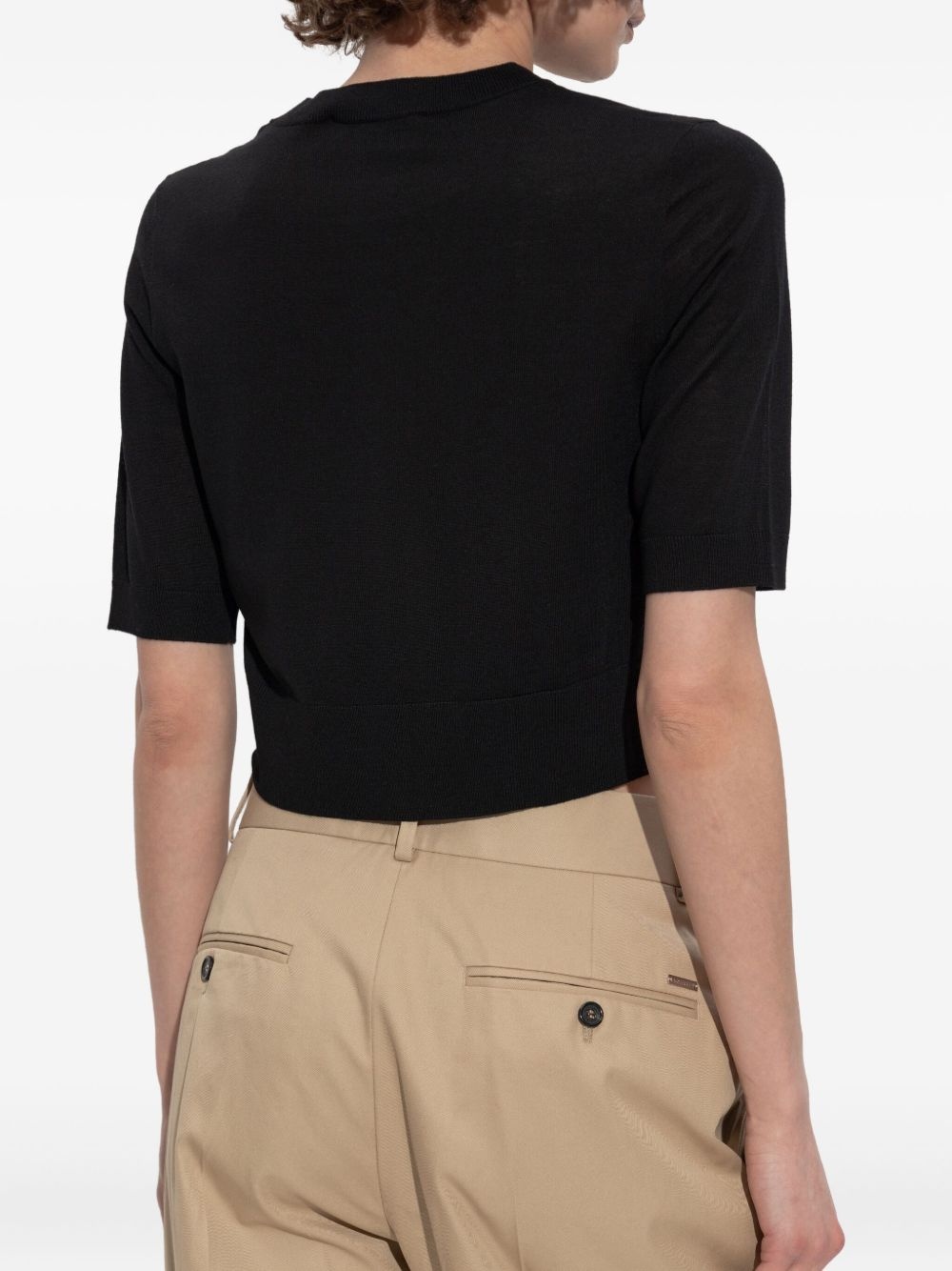 logo-embroidered short-sleeve knit top - 4