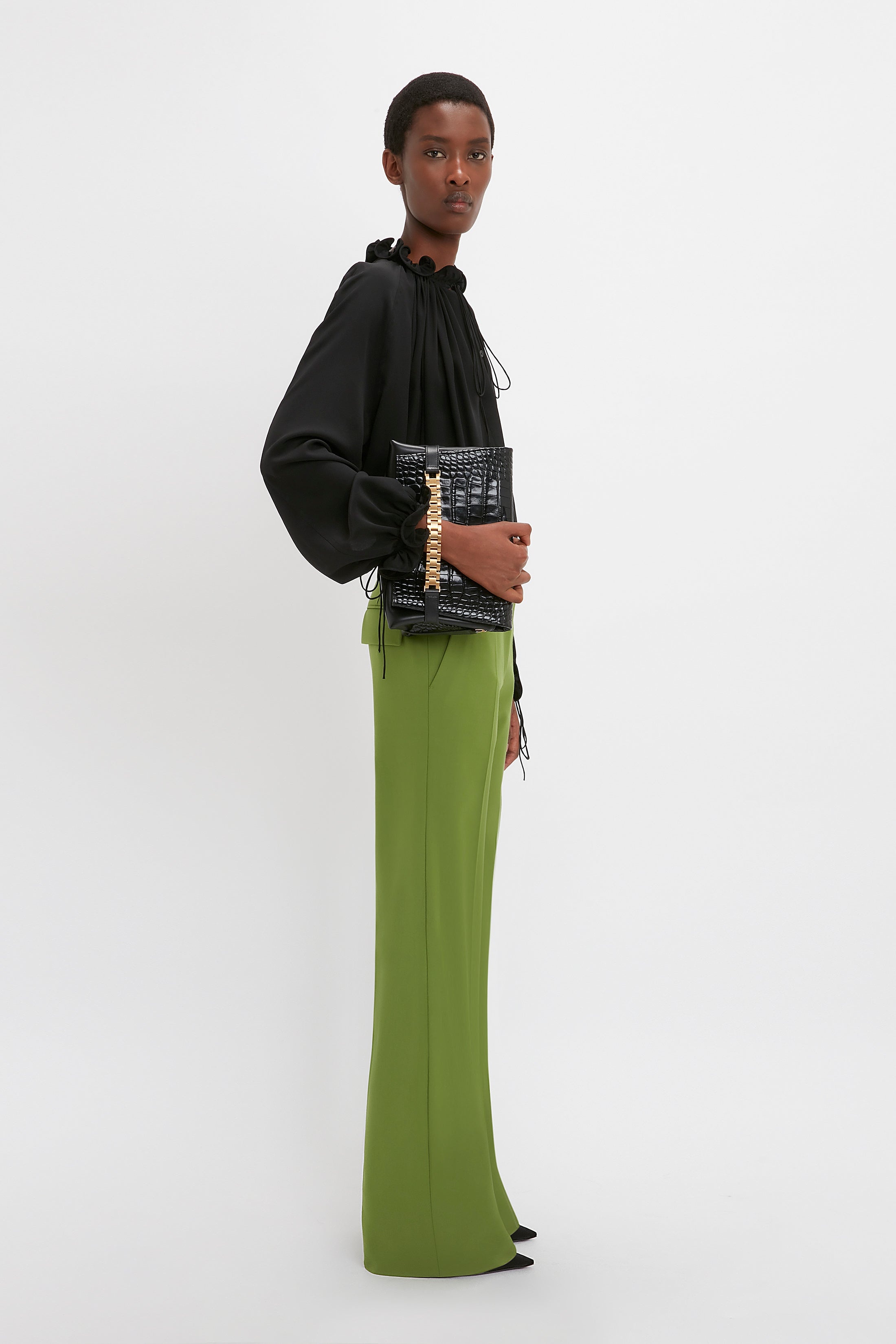 Tailored Straight Leg Trouser In Serpent Green - 4