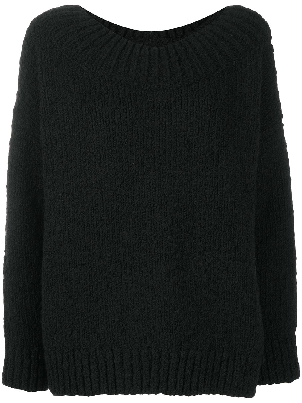 scoop neck knitted jumper - 1