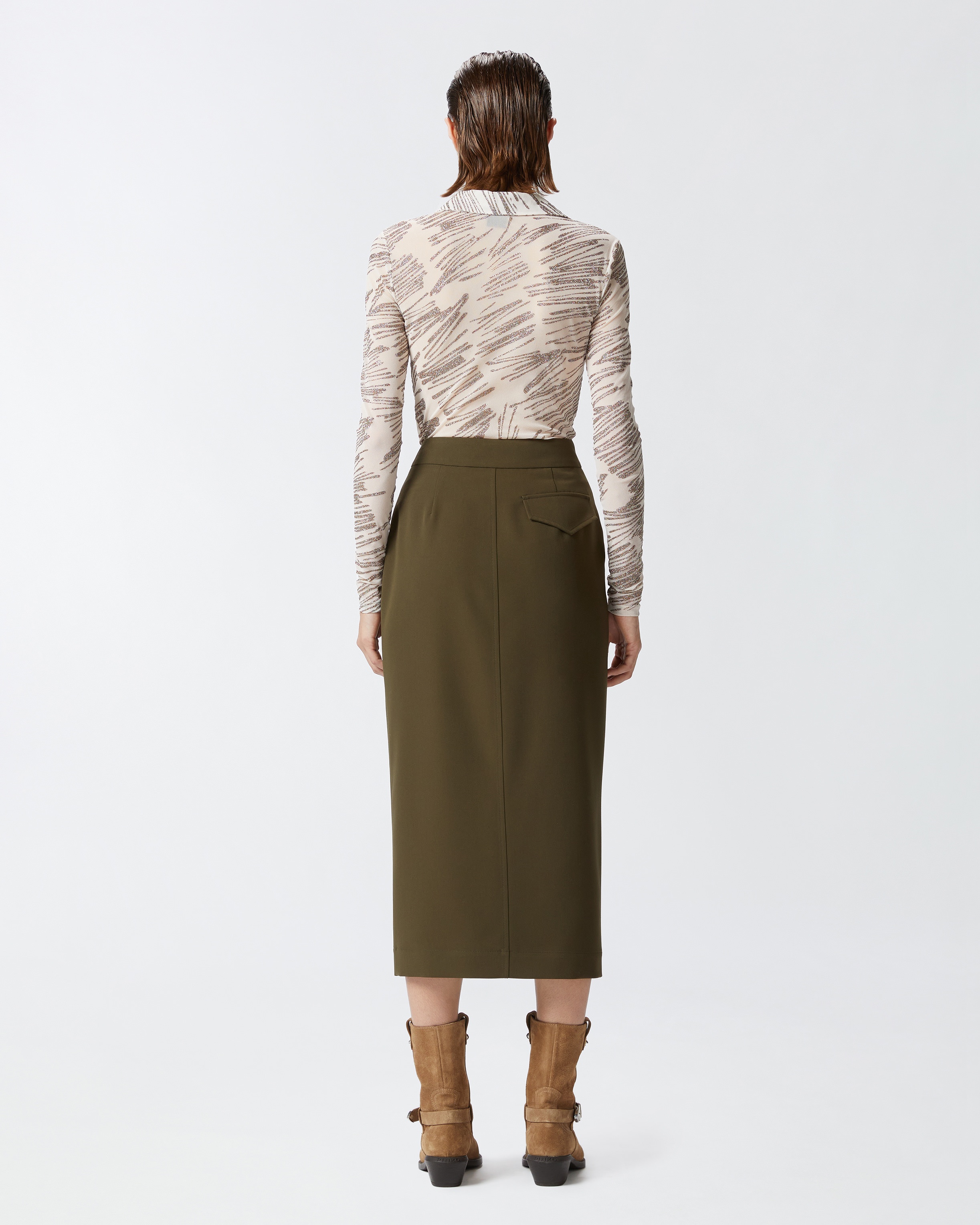 LONG UTILITY SKIRT IN FLUID FABRIC - 4