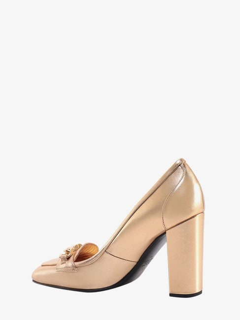 VALENTINO Gold Metallized Leather Dcollet Pumps - 2
