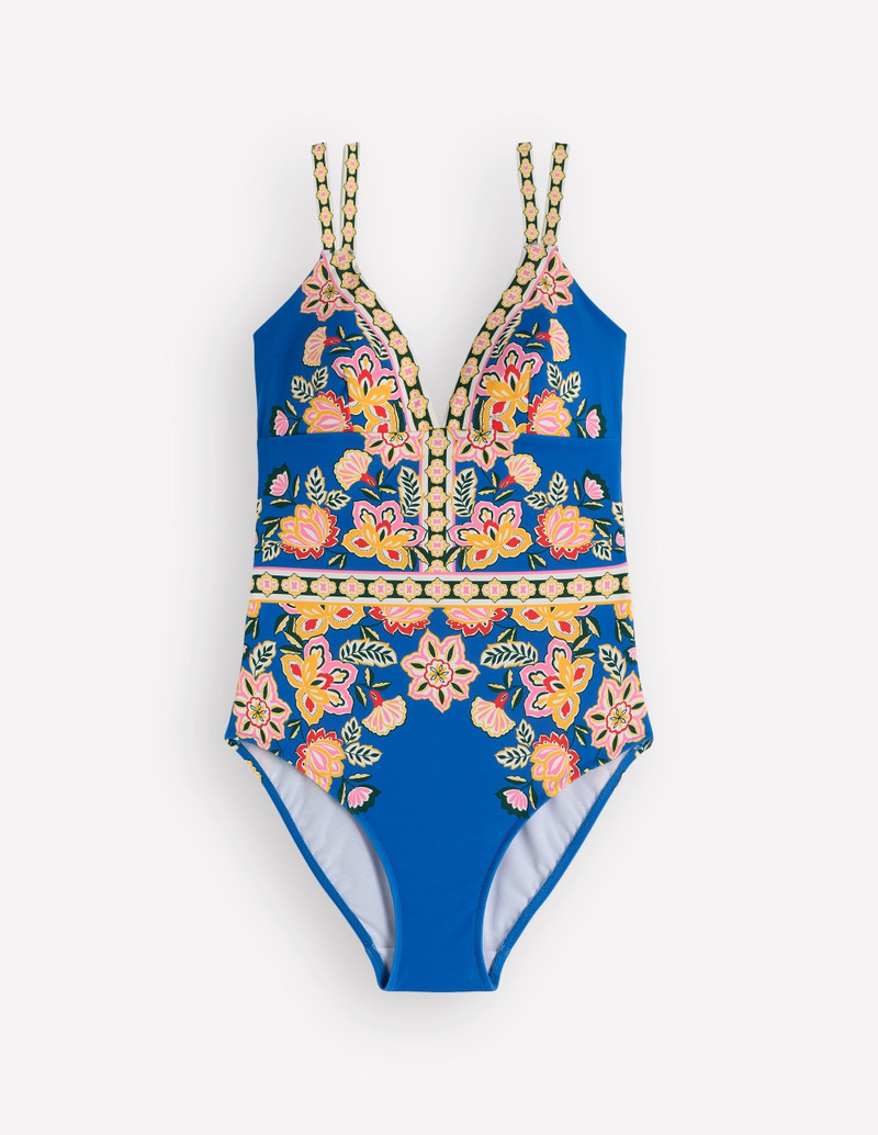 Arles Swimsuit-Blue, Blossom Elegance - 1