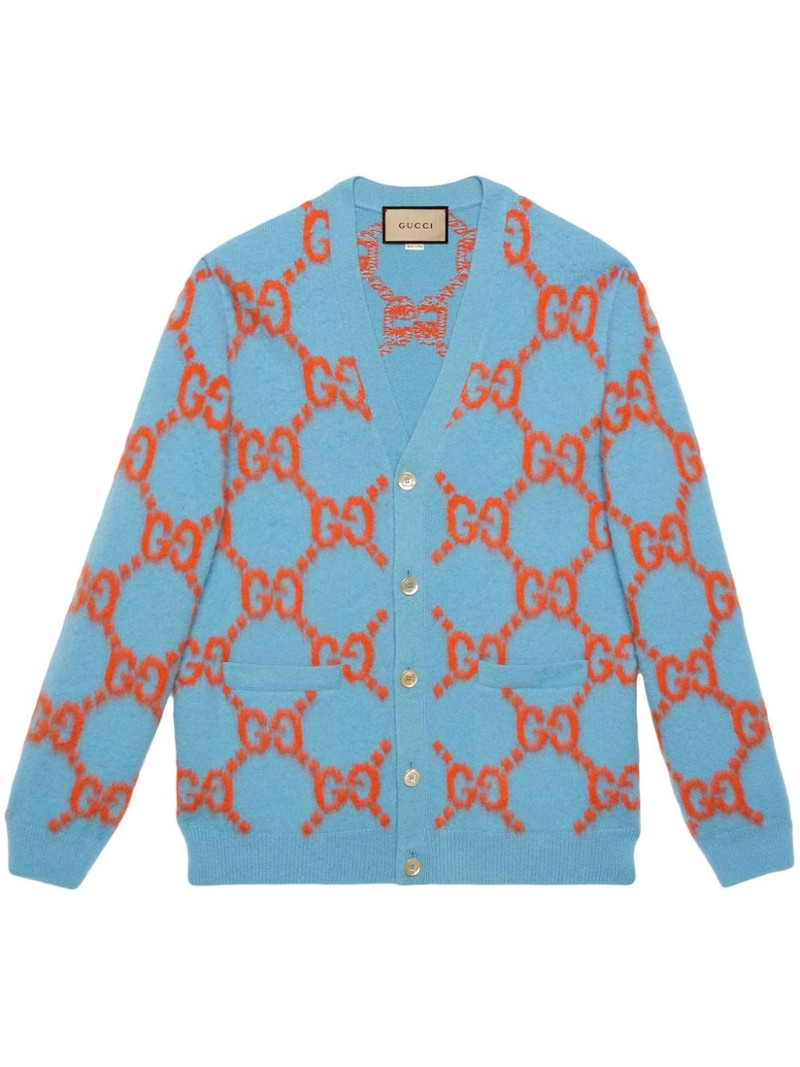 GG-intarsia wool cardigan - 1