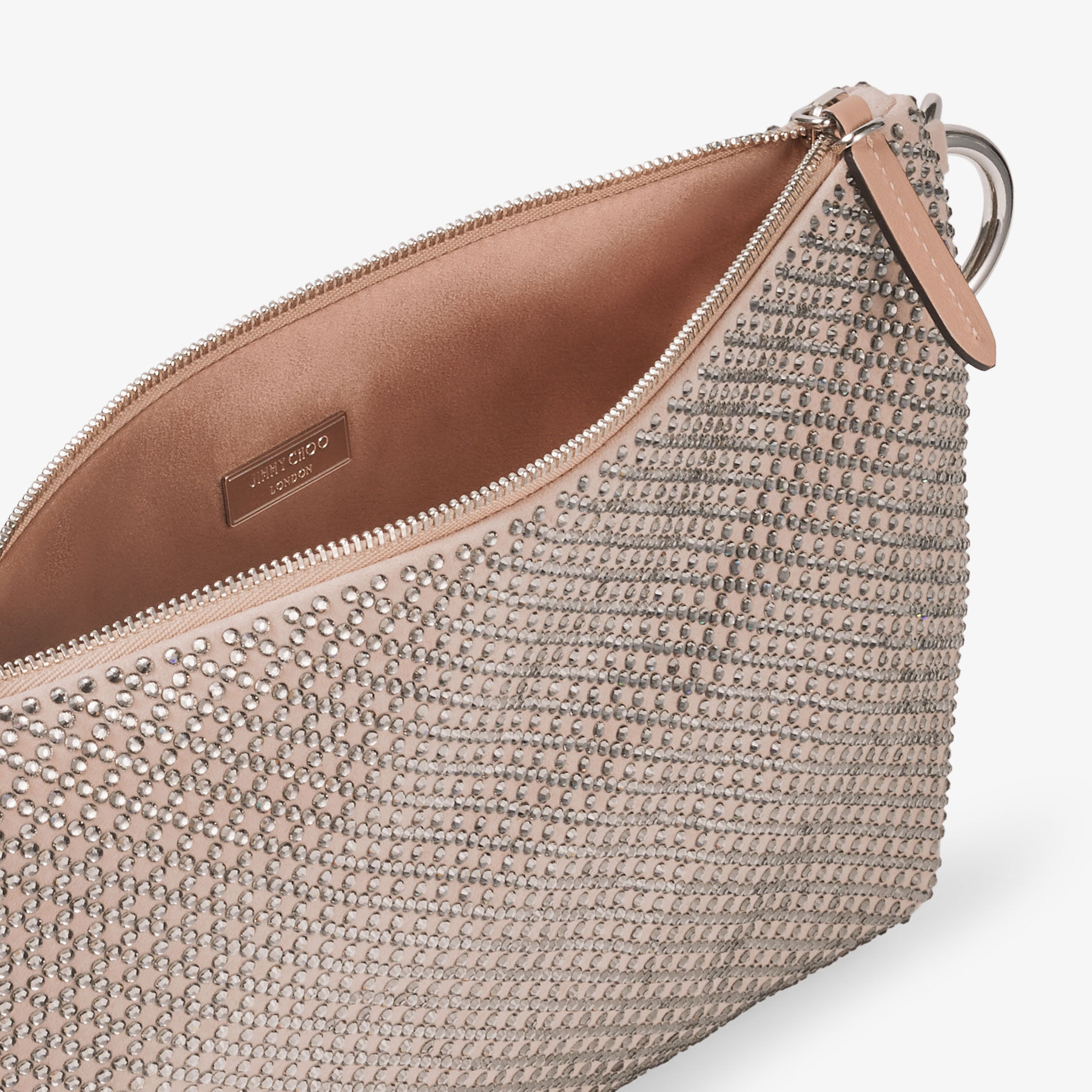 Callie
Ballet Pink Suede Clutch Bag with Diamond Motif and Crystal Hotfix - 4