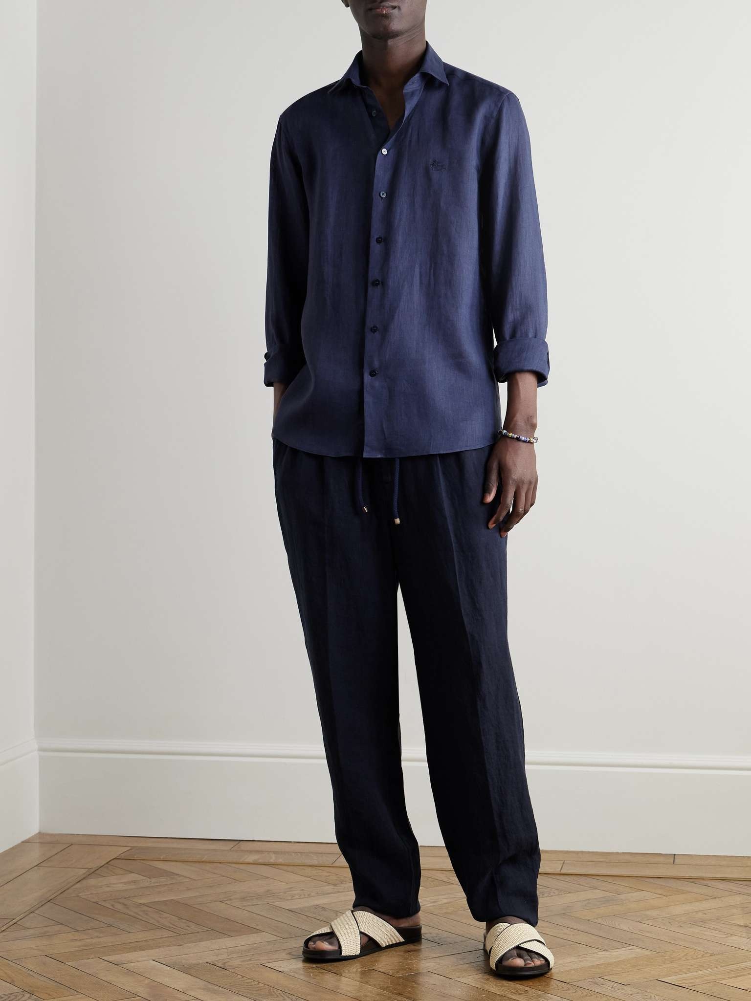 Slim-Fit Logo-Embroidered Linen Shirt - 2